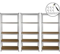 3 x E-Rax Étagère de stockage galvanisée 90cm Étagère en acier Étagère d'atelier sans vis
