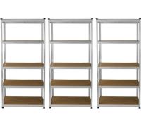 3 x E-Rax Rayonnage de stockage Rayonnage de garage Rayonnage acier Rayonnage d'atelier sans vis Argent