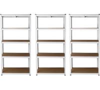 3 x E-Rax Rayonnage de stockage Rayonnage de garage Rayonnage acier Rayonnage d'atelier Sans vis Blanc
