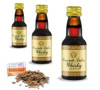 3 x Essence Cascade Lakes Whisky 25ml - Arôme Sans Alcool - Miel, Vanille, Caramel & Épices - Avec Copeaux De Chêne Français Offerts 20g