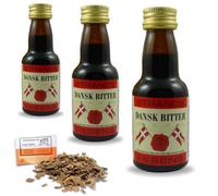 3 x Essence Style Dansk Bitter 25ml - Sans Alcool, Arôme Aux Herbes, Jusqu’à 2,25L, Avec Copeaux De Chêne Français Offerts