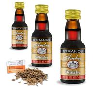 3 x Essence Style Whisky Ambré 25ml - Arôme Sans Alcool - Notes De Chêne, Douceur & Chaleur - Avec Copeaux De Chêne Français Offerts 20g