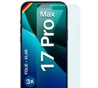 moex FlexProtect Lot de 3 films de protection d'écran pour iPhone 17 Pro Max, ultra transparent, HD 0,2 mm, compatible avec n'importe quelle coque, pose sans bulles, ultra résistant aux rayures