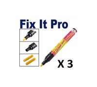 3 X Fix It Pro - Stylo Efface Rayure Carrosserie pour Voiture Moto Vélo - Réparation Peinture UV - Résine Transparente Anti-Rayures - 6 Mines