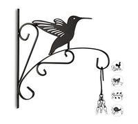 3 x Fleur Crochets Motif oiseaux avec support mural de fleurs pour, décoration de jardin en métal Crochets Muraux, HBT : 30 x 27,5 x 2 cm, noir