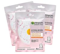 3 x Garnier SkinActive Hydra Bomb Masque facial en tissu hydratant et apaisant avec camomille et acide hyaluronique - 3 boîtes de 1 application