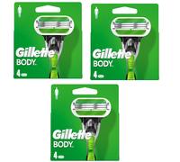 3 x Gillette Body Set De 4 Lames Système, Lames Jetables (12 Unités)
