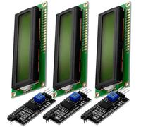 3 x Green LCD Display Module HD44780 16x2 with I2C Interface 2x16 Characters Black Color Compatible with Arduino and Raspberry Pi Including E-Book!