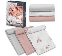 Lionelo Set 3 langes pour bébé coton bambou 70x70 cm antibactériens antifongiques doux Rainbow