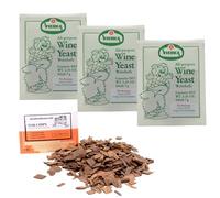 3 x Levure de Vin - Vierka Pour le Vin Rouge + Copeaux de Chêne,Levure de Vin en Poudre, Levure pour le Vin