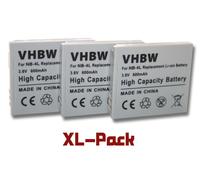3 x Li-Ion batterie 600mAh (3.6V) adaptée pour Canon Ixus 82, Ixus 255 HS, etc Remplace le type de batterie NB-4L.