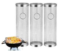 3 X Panier À Griller Cylindrique Rond En Acier Inoxydable Pour Légumes