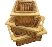 3 x Paniers Coulissants en Osier 400 mm Marron G