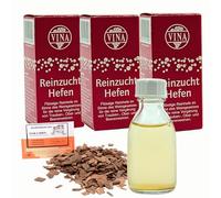 3 x Portwein Levure de Vin 28ml pour 100L - Vina Levure de Vin Liquide, Levure de Fermentation, Copeaux de Chêne