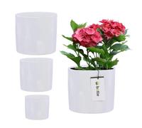 3 X Pot Rond En Céramique H 16 12,5 12 Blanc Multicolore