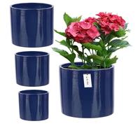 3 X Pot Rond En Céramique H 16 12,5 12 Bleu Cobalt Multicolore