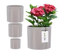 3 X Pot Rond En Céramique H 16 12,5 12 Gris Clair Multicolore