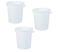 3 x poubelles en plastique de 75 litres - Qualité alimentaire - Blanc (sans couvercle).
