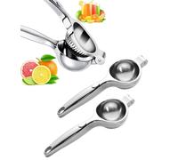 set de 3 presse-agrumes | presse-agrumes manuel - presse-agrumes pour jus de citron | presse-lime | presse-agrumes manuel massif | extracteur de jus robuste - presse-fruits en alliage de zinc avec poi