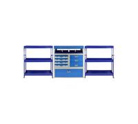 Ensemble 3xRayonnages Bleus Acier Inoxydable(2 Etagères+1 Meuble Métallique Tiroirs]Camionette Van Utilitaire Professionel Garage-Rangement Sécurisé Outils Voiture Essentiel Véhicule[Fixations Inclus]
