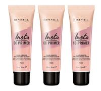 3 x Rimmel Insta Colour Correcting Primer Peach- Corrects Dark Spots and Discolouration 30ml