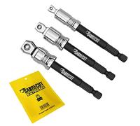 3 x SabreCut SCISAK3 95mm adaptateurs de douilles inclinables à 15 degrés 1/4" HEX vers 1/4" 3/8" 1/2" CARRÉ pour visseuses à percussion clés et cliquets