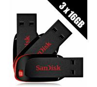 3 X SanDisk 16GB Cruzer Blade USB Flash Lecteur Mémoire Bâton Triple Pack-Uk