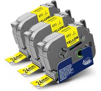 3 x Tape for TZe651 TZe-651 TZ651 24 mm x 8 m Black on Yellow Label Tape for Ptouch PT-P700 2430 D600VP 9700PC P750W P710BT PT-H500LI E550W VP PT-E5 00VP D600VP