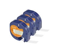 3 x Veson compatible avec Dymo Paper White 12mm x 4m, compatible avec la bande adhésive LetraTag 91220 pour Letratag LT-100H, LT-100T, LT-110T, QX50, XR, Papier D'étiquetture Noir sur Blanc