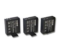 3 x vhbw Set de batterie Li-Ion 900mAh (3.7V) pour caméra d'action, caméscope compatible avec EKO Full HD 1080p Wifi, HD 720p, Ultra HD 4K Wifi