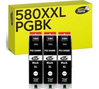 3 XL Cartouches compatibles avec Canon PGI-580 PGBK pour Pixma TR7500 TR7550 TR8550 TS6100 TS6150 TS6151 TS6250 TS6251 TS6350 TS6351 TS705 TS9540 TS9541c TS9550 TS9551c