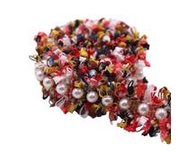 3 Yard Vintage Nylon Gold Pearl Beaded Embroidered Lace Trim Ribbon Fabric Handmade DIY Costume Dress Sewing Supplies Craft(6)