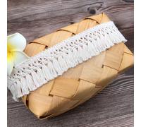 3 Yards 4 cm de Large - Bordure en Coton Blanc à Franges et Dentelle - Accessoire de Couture pour Bricolage, Costumes, Vêtements, Rideaux, Nappe