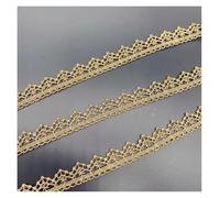3 Yards Gold Silver Lace Trim Ribbon Fabric Sewing Braided Wedding Craft DIY Clothes Accessories Decor(Dark gold)