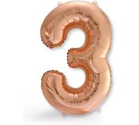 3 Year Birthday Balloon - Number 3 Balloons In Rose Gold - 3 Year Old Girl Or Boy - Inflatable With Helium - Happy Birthday Decoration - Rose Gold Number 3