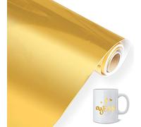 30.5 cm x 300 cm Chromée Or Vinyle Adhesif Rouleau, Papier Transfert Doré Vinyle Cricut, Rouleau Miroir Adhesif Cameo, Cricut Permanent pour Cameo,Silhouette, Machine de Découpe