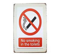30,5 x 20,3 cm Pub, barre, boissons, Bière Série Décoration murale à suspendre plaque Boîte en métal, Métal, NO SMOKING IN THE TOILET, 8 x 12