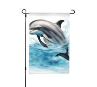 30,5 x 45,7 cm Drapeau de jardin imprimé dauphin qui vous regarde, pour l'extérieur, parfait pour la Saint-Valentin et le printemps