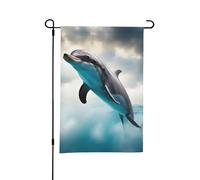 30,5 x 45,7 cm, motif dauphin qui vous regarde, drapeau de jardin imprimé pour l'extérieur, parfait pour la Saint-Valentin et le printemps