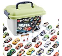 30/50/70x Lot Petites Voitures Jouets,Ensemble De Voiture Jouet,Metal Voiture Jouet Enfant,Tirez Les Voitures De Course,Cascadeuse Voitures De Course Apporter Valise Avec Et Panneau Routier De Course