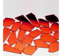 30/60 pièces mélange de tailles acrylique miroir couture strass coudre sur bricolage artisanat pierres cousues à dos plat pour décorations de robe de vêtement-rouge orange-30