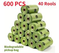 30/600 pièces sacs de merde de chien pour chien grands sacs de déchets de chat chien extérieur maison propre recharge sac poubelle fournitures pour animaux de compagnie 15 sacs/rouleau Vert