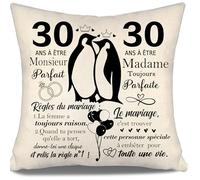 30 Ans à être Monsieur Parfait 30 Ans à être Madame Toujours Parfaite Housses de coussin pour les couples mari épouse parents grands-parents amis Joyeux 30ème anniversaire de mariage cadeau (30 ans-b)