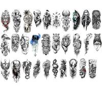 30 Autocollants De Tatouage À L'Eau Réalistes En Noir Et Blanc Représentant Des Mains De Guerriers/Samouraïs