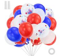 30 ballons bleus, blancs et rouges, ballons d'anniversaire de 30 cm, ballon de décoration pour fête d'anniversaire, avec 2 rubans et 2 embouts de gonflage, pour fête, baby shower, mariage
