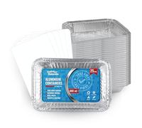 30 Barquettes en Aluminium 800 ml avec Couvercles | Moules Jetables a Emporter | Emballage Alimentaire pour Barbecues, Congélation