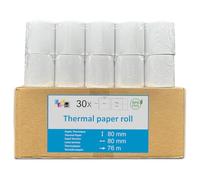 30 bobine thermique pour caisse enregistreuse ticket caisse standard rouleau 80 x 80 mandrin 12mm papier thermique standard adapté aux caisses enregistreuses imprimante thermique balance thermique