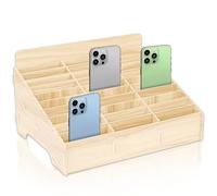 30 Boîtes de rangement en bois avec grille pour téléphone portable, boîte de rangement avec cloisons amovibles, rangement pour téléphone portable pour l'école, organisateur de stockage pour téléphone