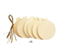 30 boules de Noël en bois plates à suspendre 6 cm