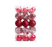 30 Boules de Noël Incassables 6cm Décoration pour arbre 30 Boules(Red) | Incassable, plastique , 6cm diamètre, pour idéal sapin, salon, bureau, résistant aux chutes